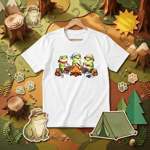 Cute Frogs BBQ Campfire Camping T-Shirt
