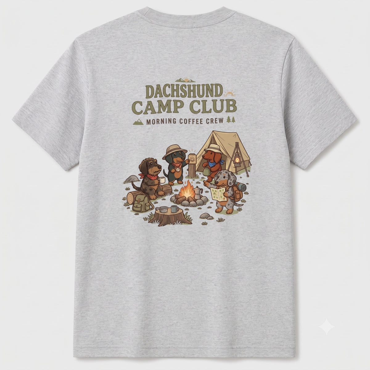 DACHSHUND CAMP CLUB ダックスフンド キャンプTシャツ｜バックプリント