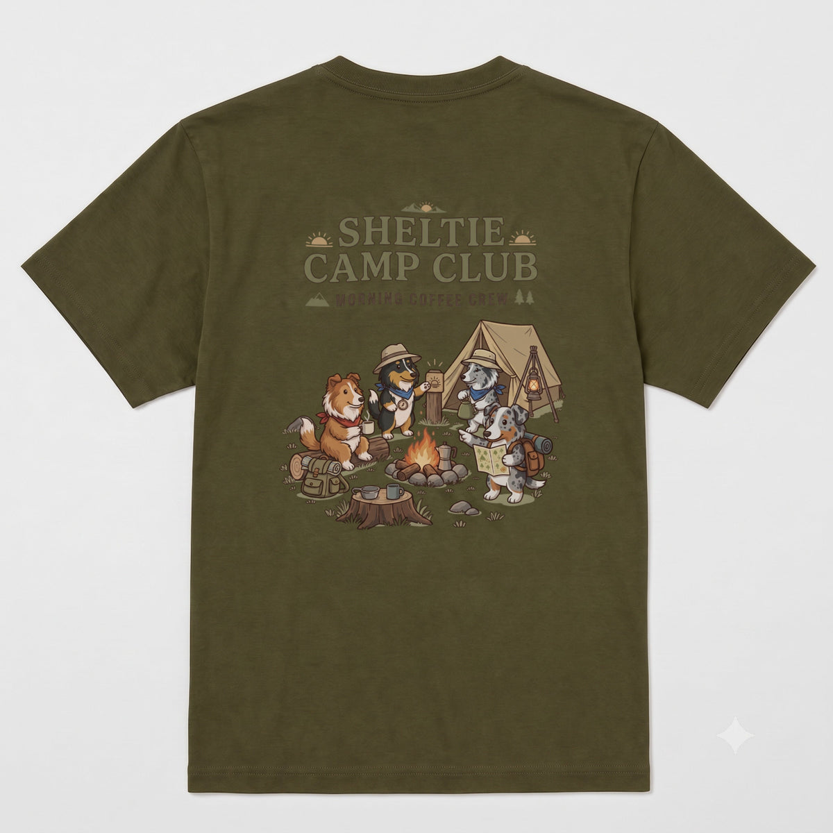 SHELTIE CAMP CLUB シェルティ キャンプTシャツ｜バックプリント