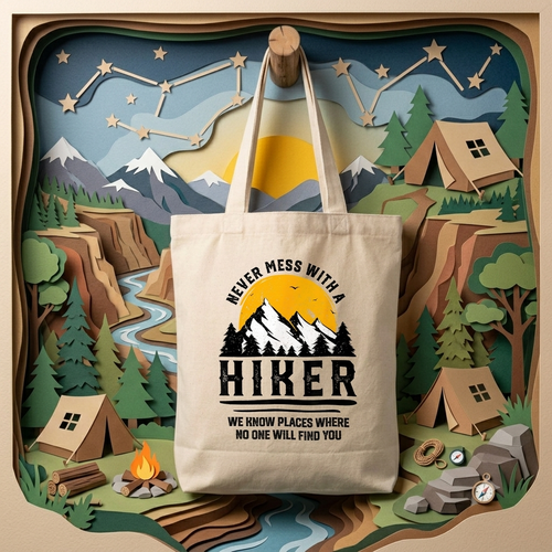 Never Mess With A Hiker Funny Camping Canvas Tote Bag