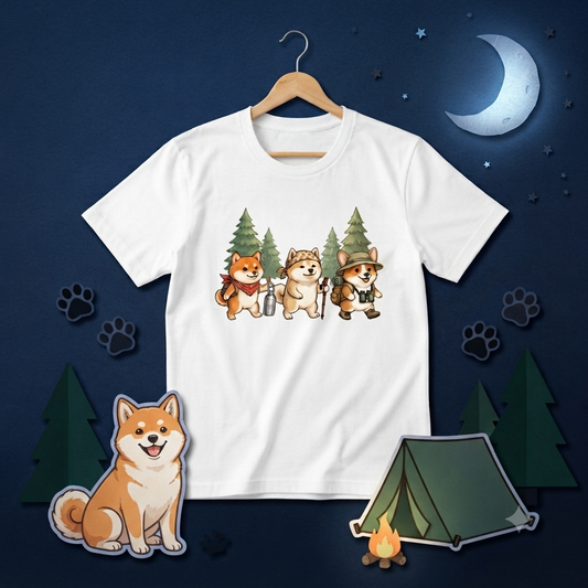 Cute Hiking Shiba Inus Camping Dogs T-Shirt