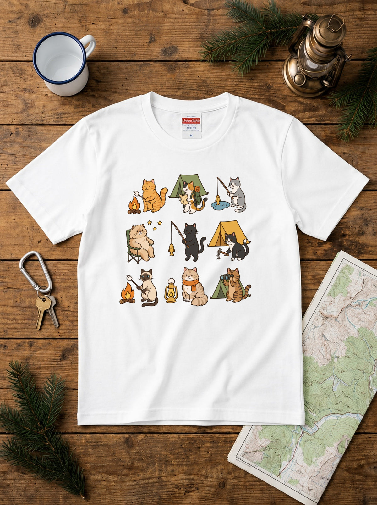 猫好きキャンパーのためのかわいいTシャツ