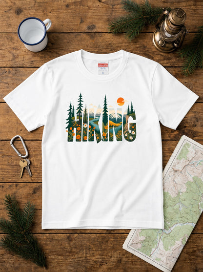 ハイキングシャツ：マウンテン・アドベンチャー・グラフィックTシャツ