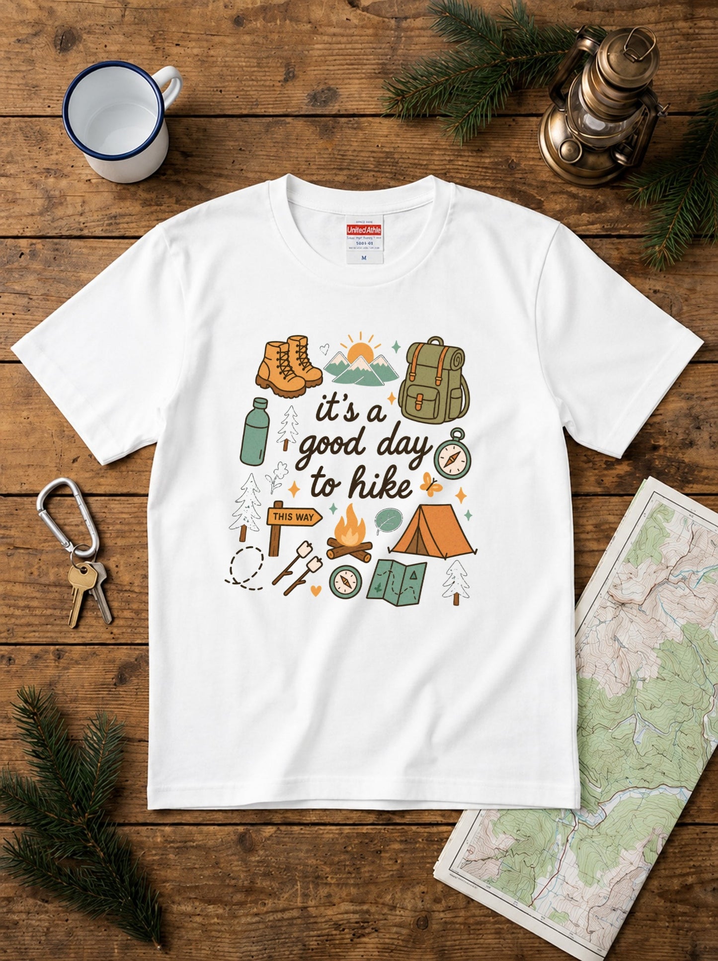 「It's a good day to hike」ハイキング Tシャツ - かわいい キャンプ グラフィックTシャツ アウトドア 登山 キャンプギア