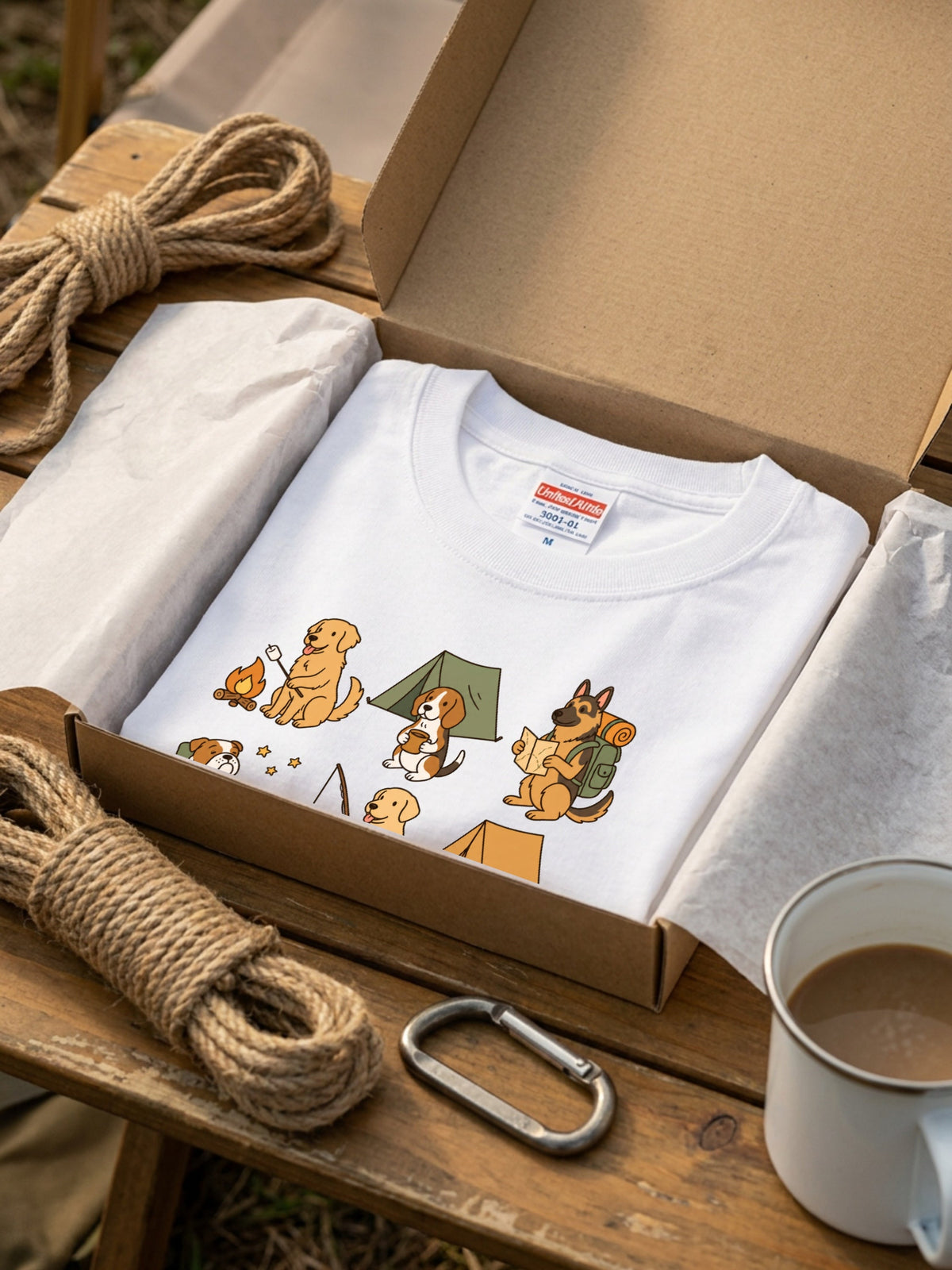 かわいい犬のキャンプTシャツ, 自然愛好家へのハイキング犬ギフト