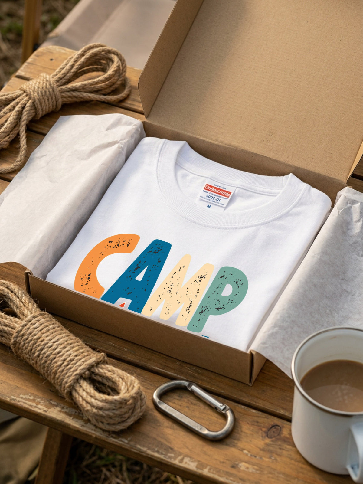レトロ 「CAMP LIFE」 キャンプ Tシャツ - ヴィンテージ風 70年代 焚き火 グラフィックTシャツ アウトドア 服