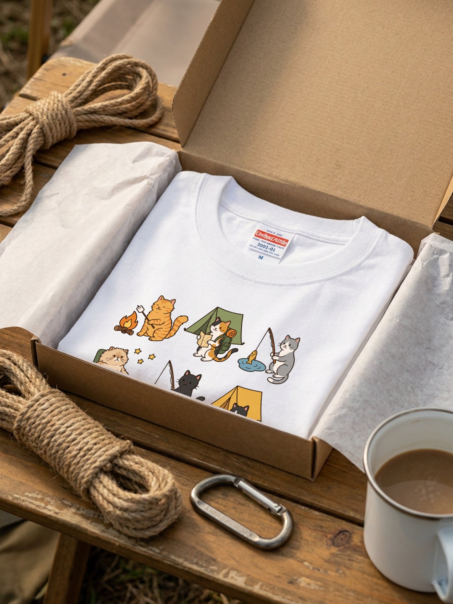 猫好きキャンパーのためのかわいいTシャツ