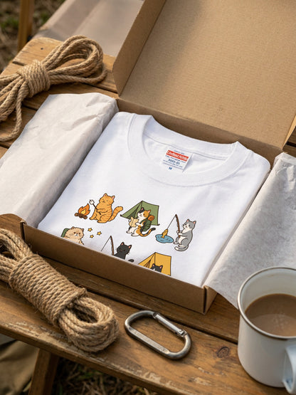 猫好きキャンパーのためのかわいいTシャツ