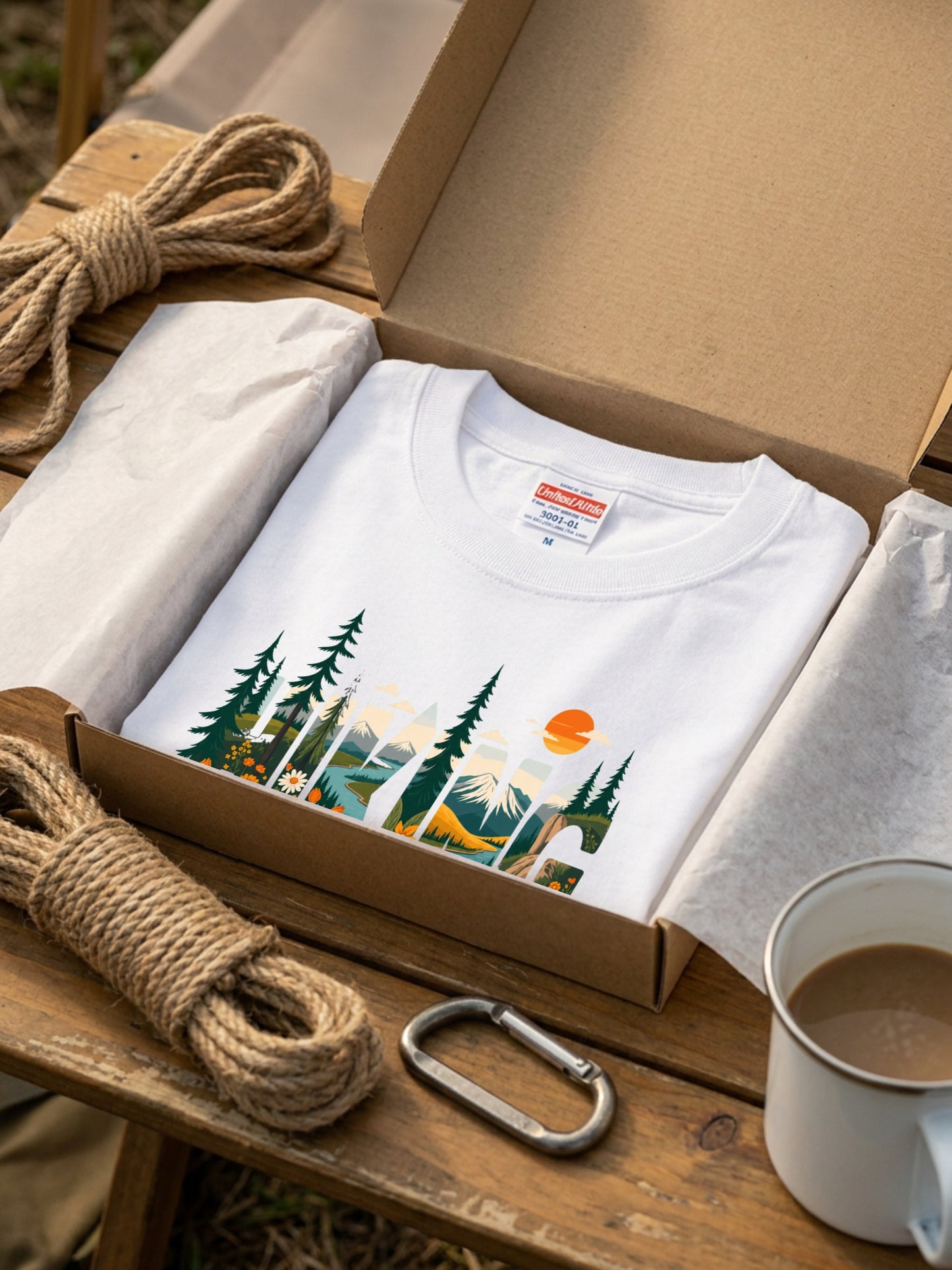 ハイキングシャツ：マウンテン・アドベンチャー・グラフィックTシャツ