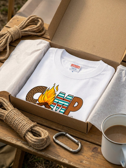 キャンプライフ Tシャツ メンズ レディース 焚き火 キャンプ アウトドア 半袖 カジュアル ギフト