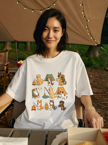 かわいい犬のキャンプTシャツ, 自然愛好家へのハイキング犬ギフト