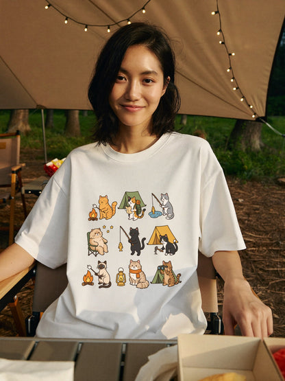 猫好きキャンパーのためのかわいいTシャツ