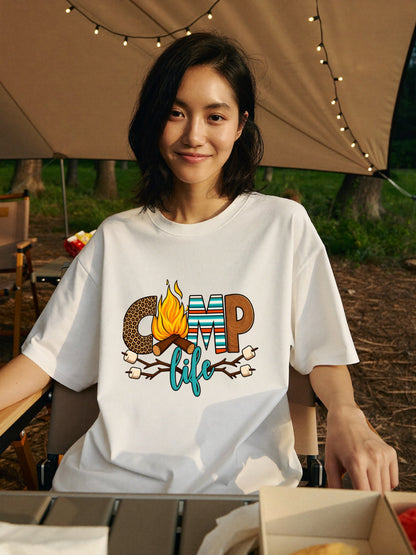 キャンプライフ Tシャツ メンズ レディース 焚き火 キャンプ アウトドア 半袖 カジュアル ギフト