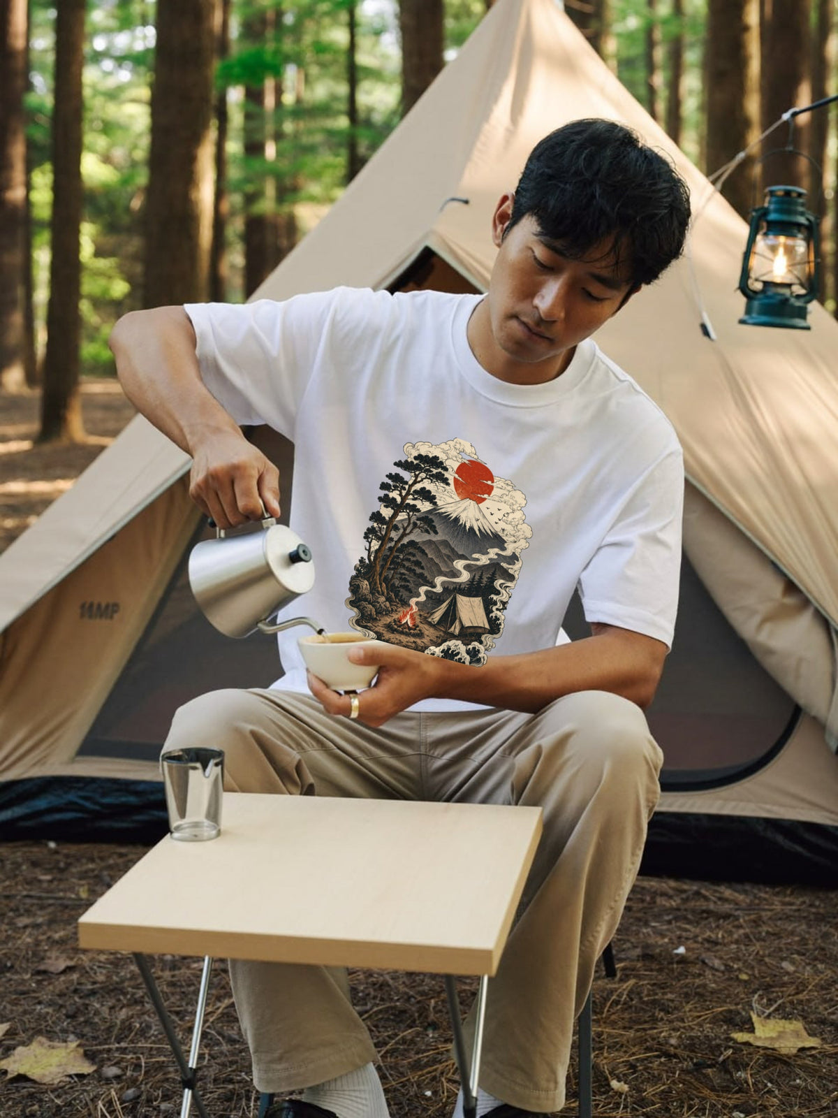 富士山デザイン・キャンプTシャツ