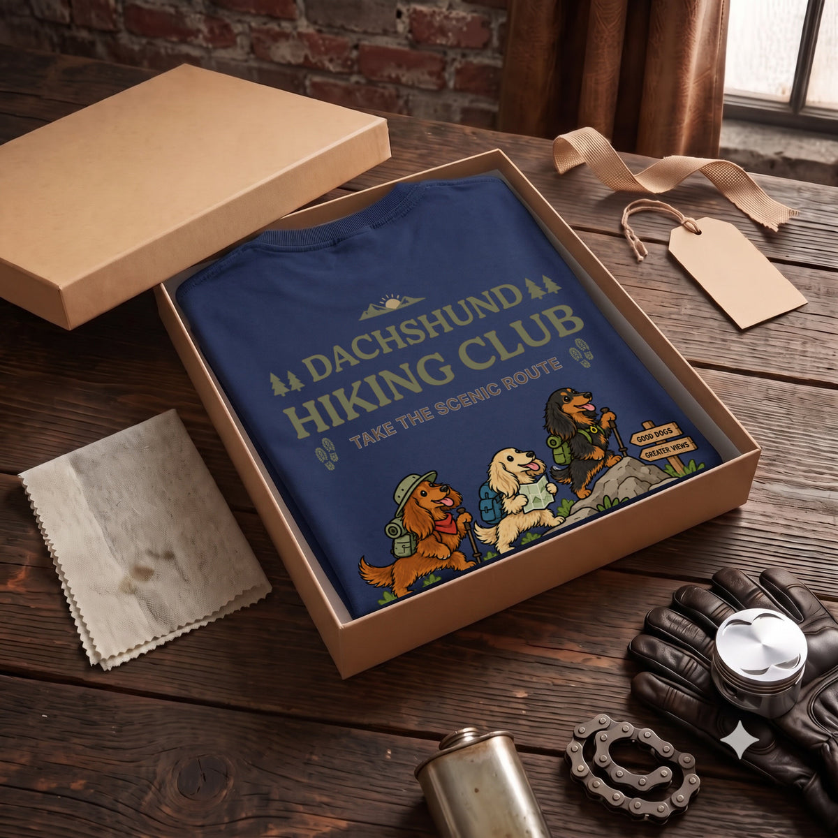 Dachshund Hiking Club Scenic Route Back Print Long Sleeve T-Shirt - CampModeGear - Product image 5