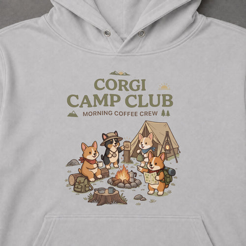 Corgi Camp Club Campfire Coffee Hoodie