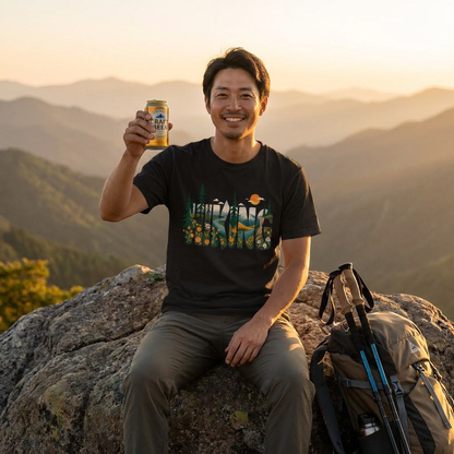 ハイキングシャツ：マウンテン・アドベンチャー・グラフィックTシャツ