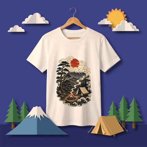 Mount Fuji Camping Graphic T-Shirt