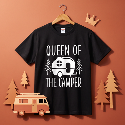 Queen Of The Camper Retro Camper Van T-Shirt