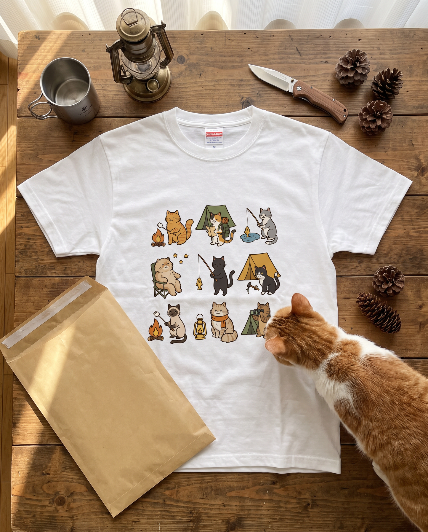 猫好きキャンパーのためのかわいいTシャツ