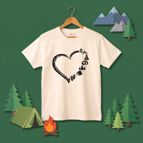 Camping Heart Camper Van Graphic T-Shirt