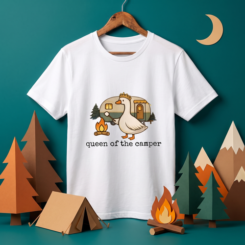 Queen Of The Camper Goose Funny Camping T-Shirt