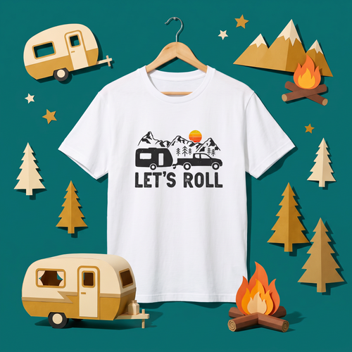 Lets Roll Outdoor Camping Van T-Shirt