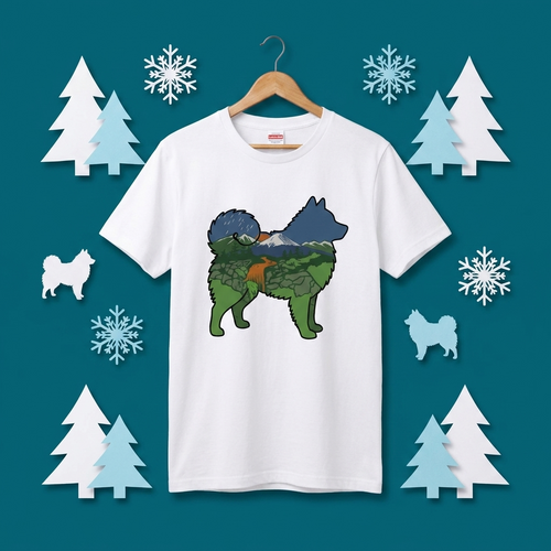 Japanese Spitz Forest Nature Art T-Shirt