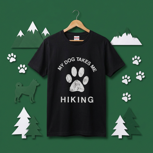 My Dog Takes Me Hiking Paw Print T-Shirt