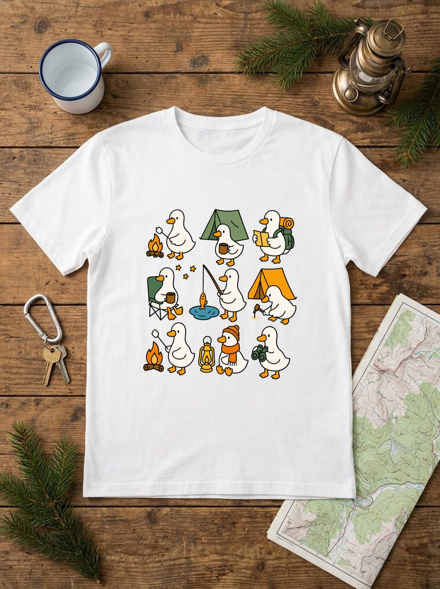 かわいいガチョウのキャンプTシャツ